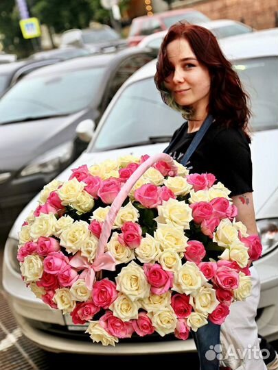 101 роза Шикарный яркий букет цветов