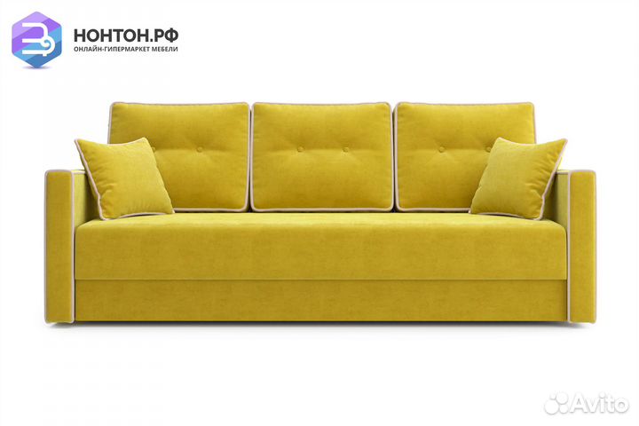 Диван еврокнижка Леон 3-х местный горчичный