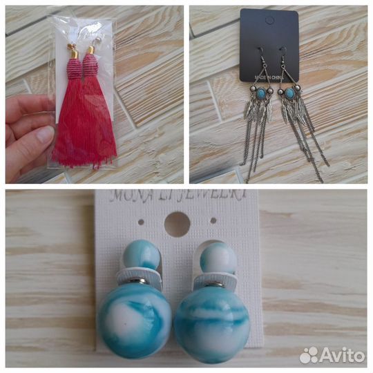 Серьги, брошь, пояс металлический новые