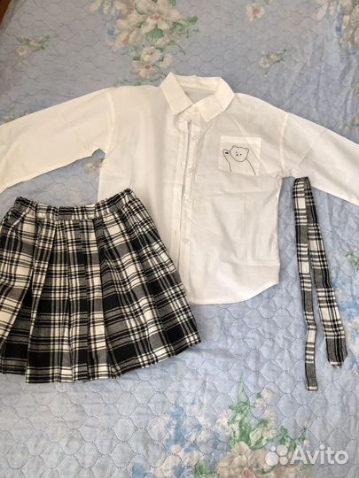 Школьная рубашка с юбкой + галстук