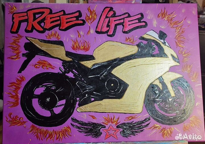 Картина акрил Мото поталь