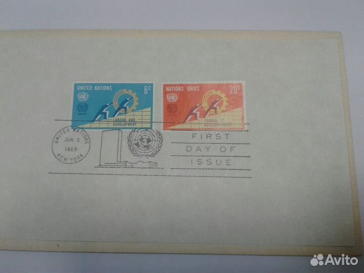 Оон 1969г. Буклет с 2 марками. Гашение первого дня