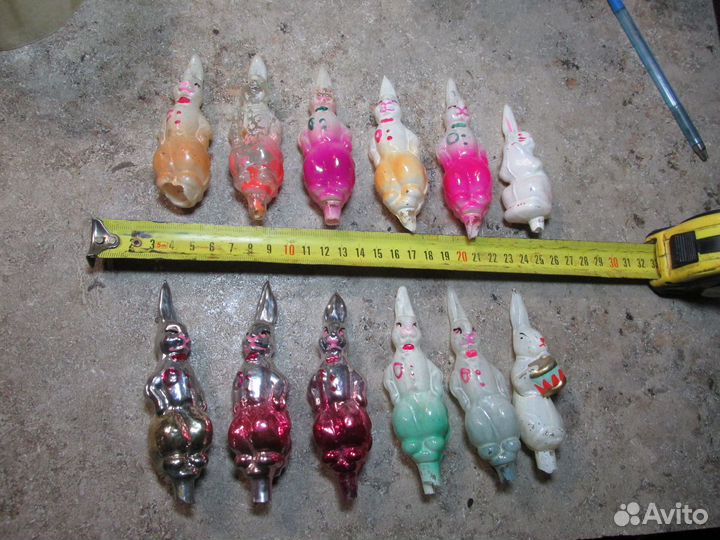 Заяц Айболит барабан прищепка елочная игрушка СССР