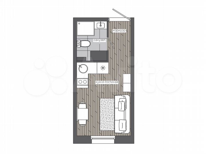 Квартира-студия, 22,3 м², 13/19 эт.