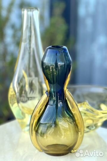 Чешское цветное стекло ваза