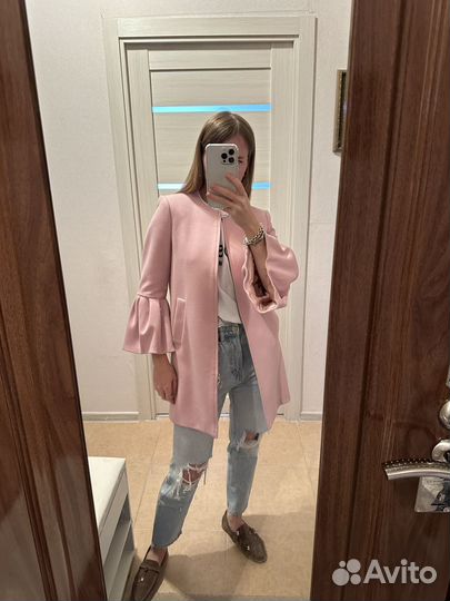 Полупальто жакет zara розовый