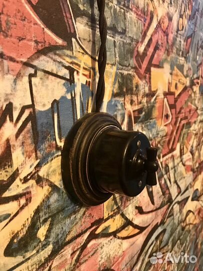 Ретро розетки и выключатели пластик чёрный