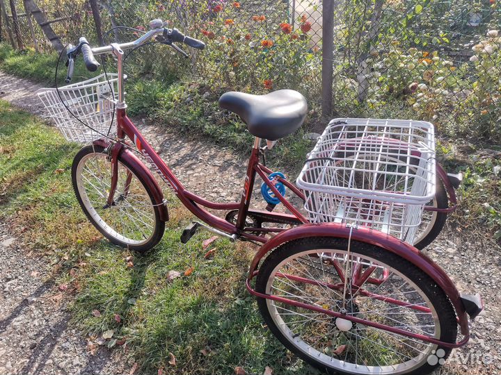 Трехколесный велосипед для взрослых красный Чемпио