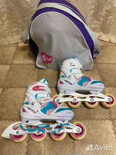 Роликовые коньки Roces раздвижные 36-40 с сумкой