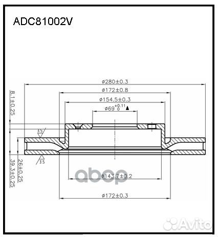 Диск тормозной перед ADC81002V allied nippon