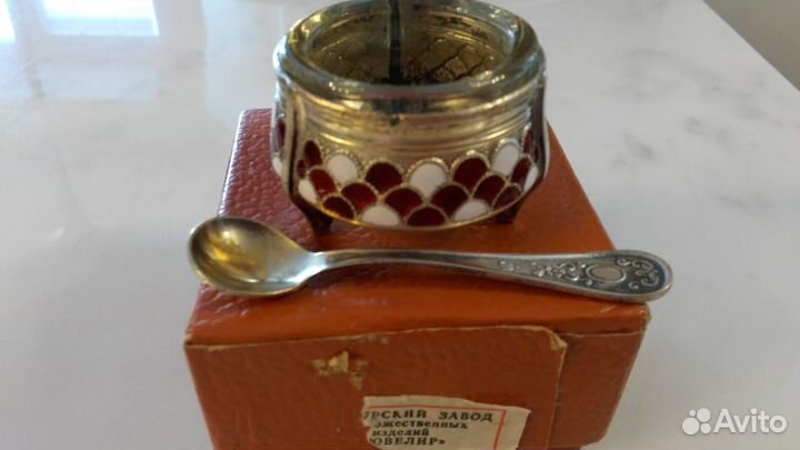 Солонка. Мельхиор. эмаль. СССР