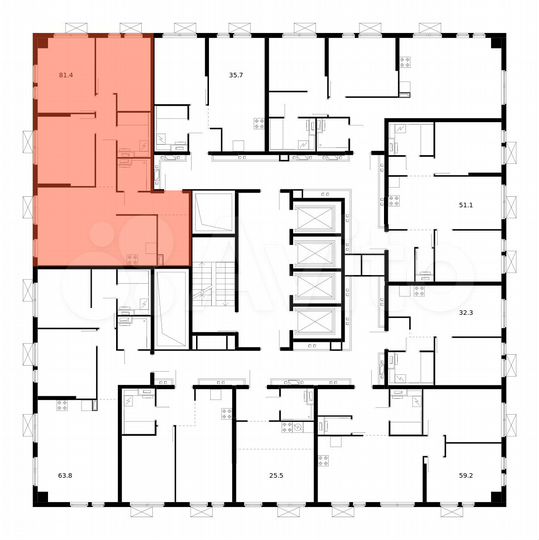 3-к. квартира, 81,4 м², 23/33 эт.
