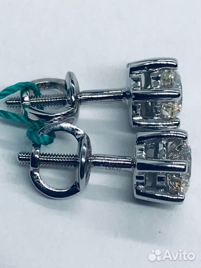 Золотые новые пусеты с брил.1,11 ct (сертификат)