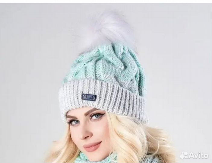 Шапка женская вязаная зимняя. Jagga