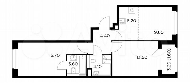 3-к. квартира, 58,7 м², 8/20 эт.