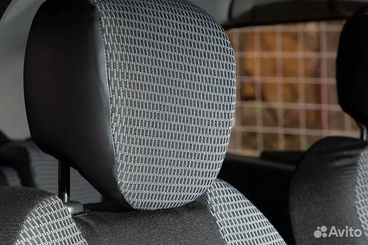 Чехол жаккард на renault logan 2014- цельная спинк