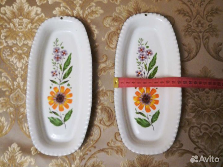 Блюдо для рыбы. Эмалированное. Размер 26х12 см