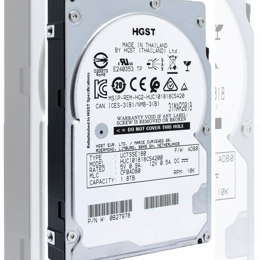 [HUC101818CS4200] Жесткий Диск Hgst 1.8tb Sas 2,5" Huc101818cs4200