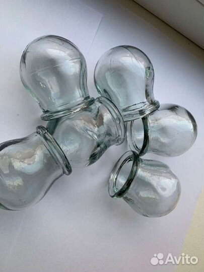 Cтeклянныe банки медицинские для маcсaжа 6 шт СССР