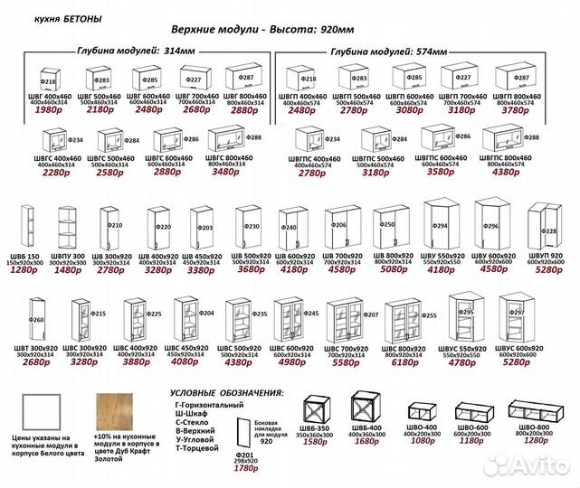 Кухня модульная Бетоны -Дуб Сонома/Бетон Снежный