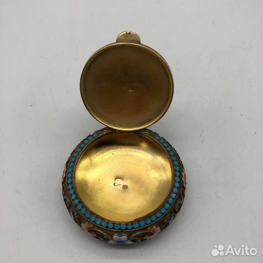 Пудреница серебряная эмаль, 84 проба