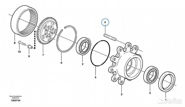 6194921M1 Шпилька колеса экскаватор погрузчик