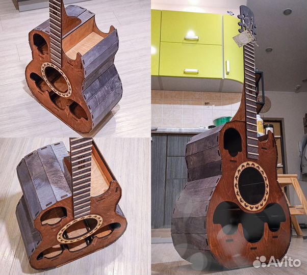 Мини Бар Акустическая Гитара (Стеллаж, Полка Арт)