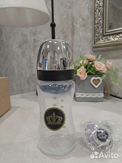 Комплект бутылочка и пустышка соска с короной