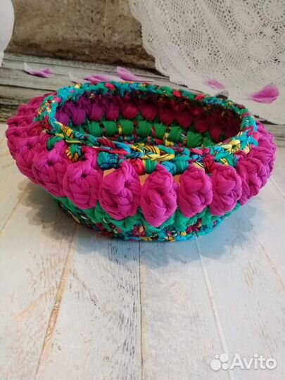 Вязаные интерьерные корзинки