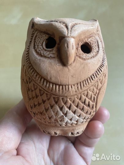 Глиняная свистулька Сова