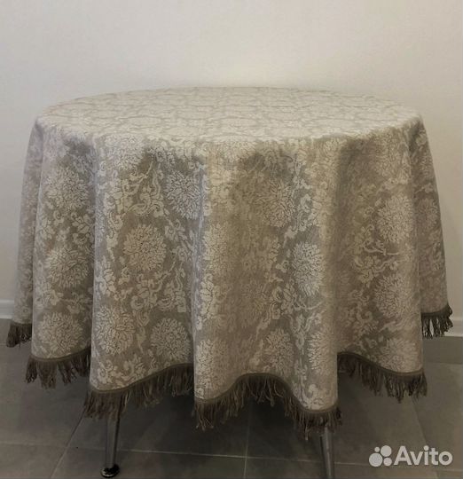 Скатерть круглая 172см, полульняная -№30