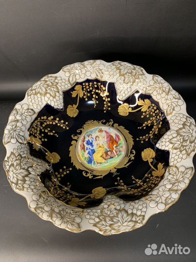 Ваза для фруктов. кобальт. 30 см. Mz Чехия