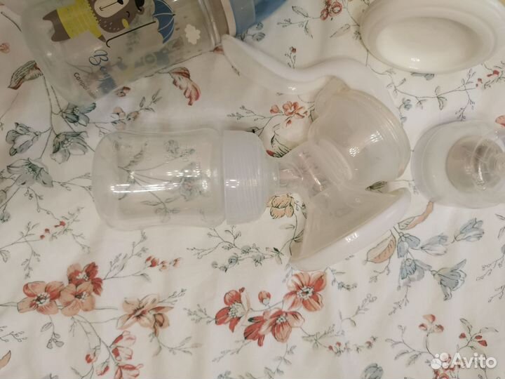 Молокоотсос avent ручной + бутылочки