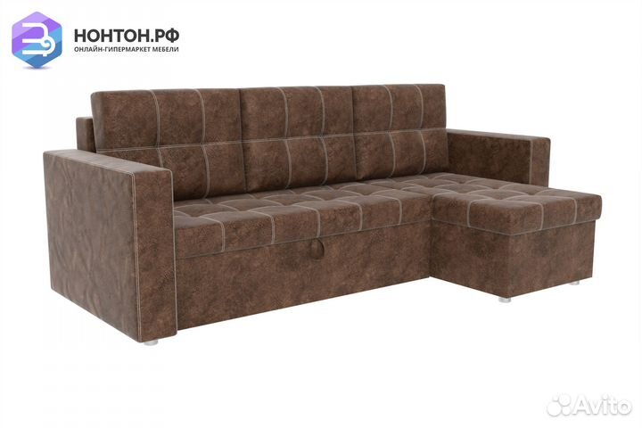 Диван угловой еврокнижка Смарт коричневый
