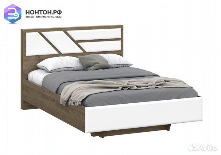 Кровать Лагуна-8 гикори темный / белый матовый