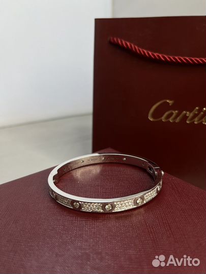 Браслет cartier love белое золото