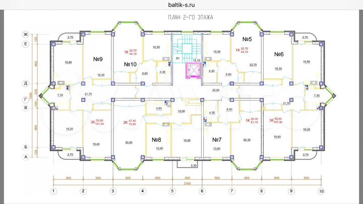 4-к. квартира, 98,4 м², 2/5 эт.