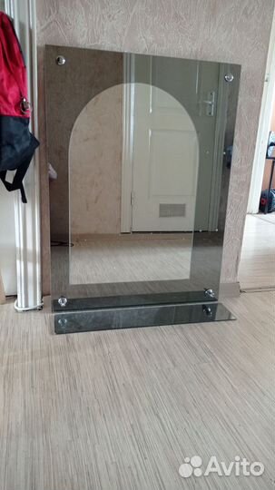 Зеркало в ванную с полочкой б/у 60*80