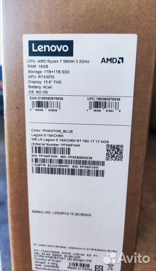 Lenovo Legion 5 R5800/16gb/1tb+1tb/RTX3070 новый