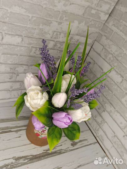 Букетики тюльпанов из мыла