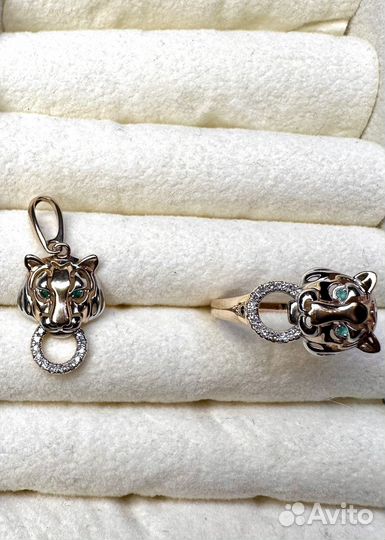 Кольцо, подвеска, золото бриллианты, изумруды