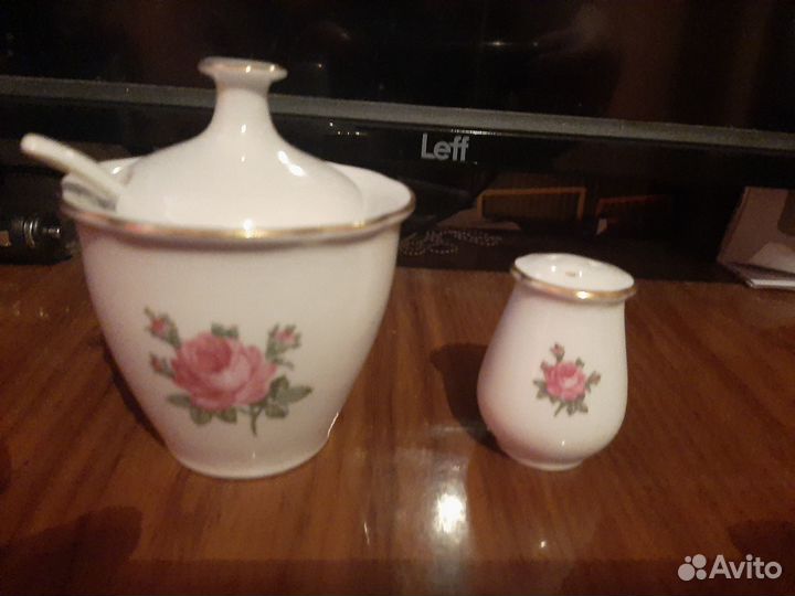 Солонка и горчичница фарфор Kahla роза ГДР
