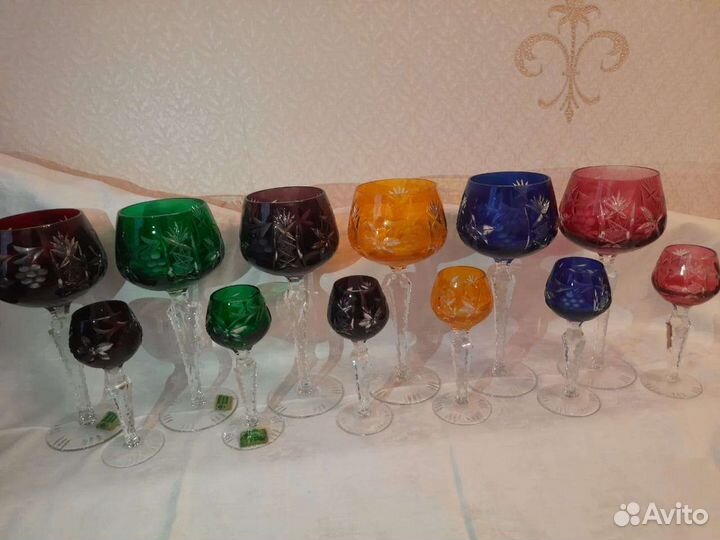 Фужеры креманки рюмки цветной хрусталь Германия