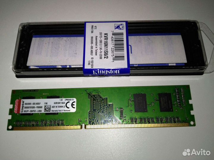 Модуль Kingston valueram DDR3 2Gb PC3-12800 CL11