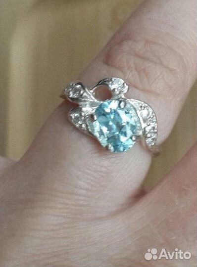 Серебряное кольцо 925 топаз аметист фианит