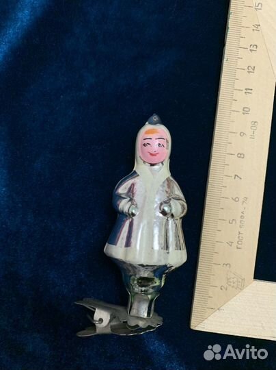 Елочные игрушки СССР на прищепке. Девочки в шубке