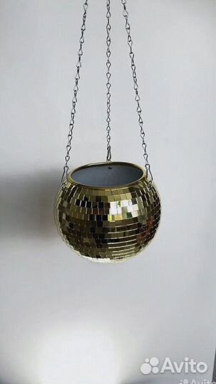 Кашпо из диско шара / кашпо из зеркальной мозаики