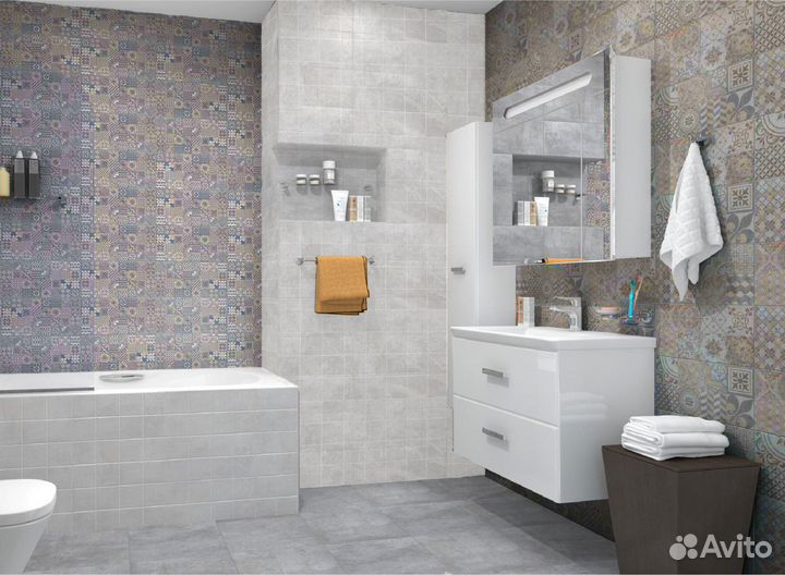 Отделка ванной с материалом