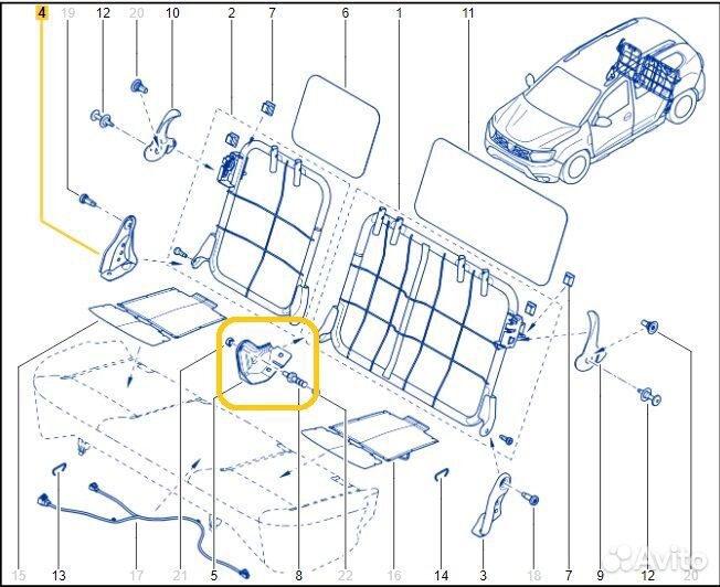 Кронштейн задний Renault Duster F4RE410 2021