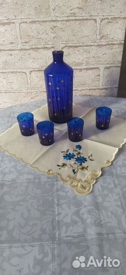 Графин с рюмками СССР синий